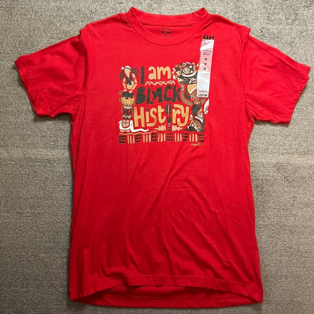 I Am Black History Red Graphic Tee Shirt  Med NWT Black Panther Fight the Power